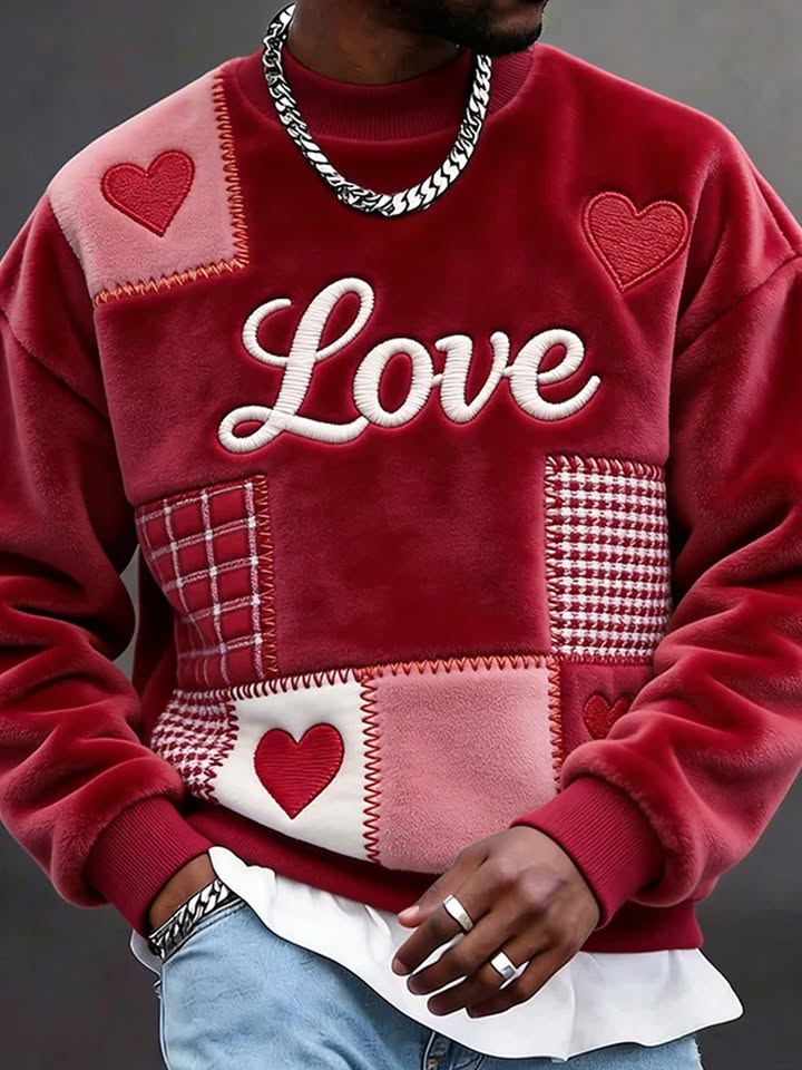 Valentine's Day Patchwork Love Heart Sweatshirt - LeagueLockerGear