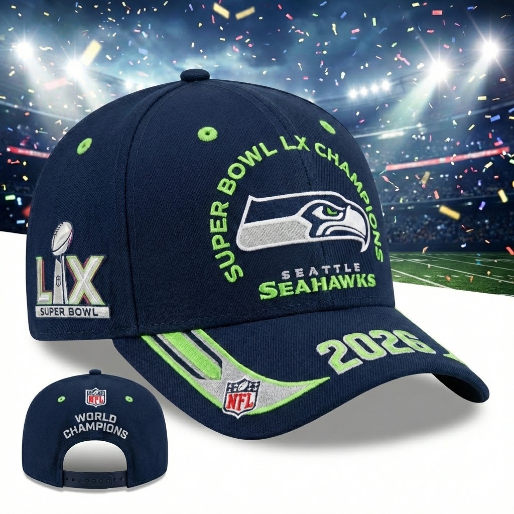 Seattle Seahawks Super Bowl LX Champions 2026 Cap - LeagueLockerGear