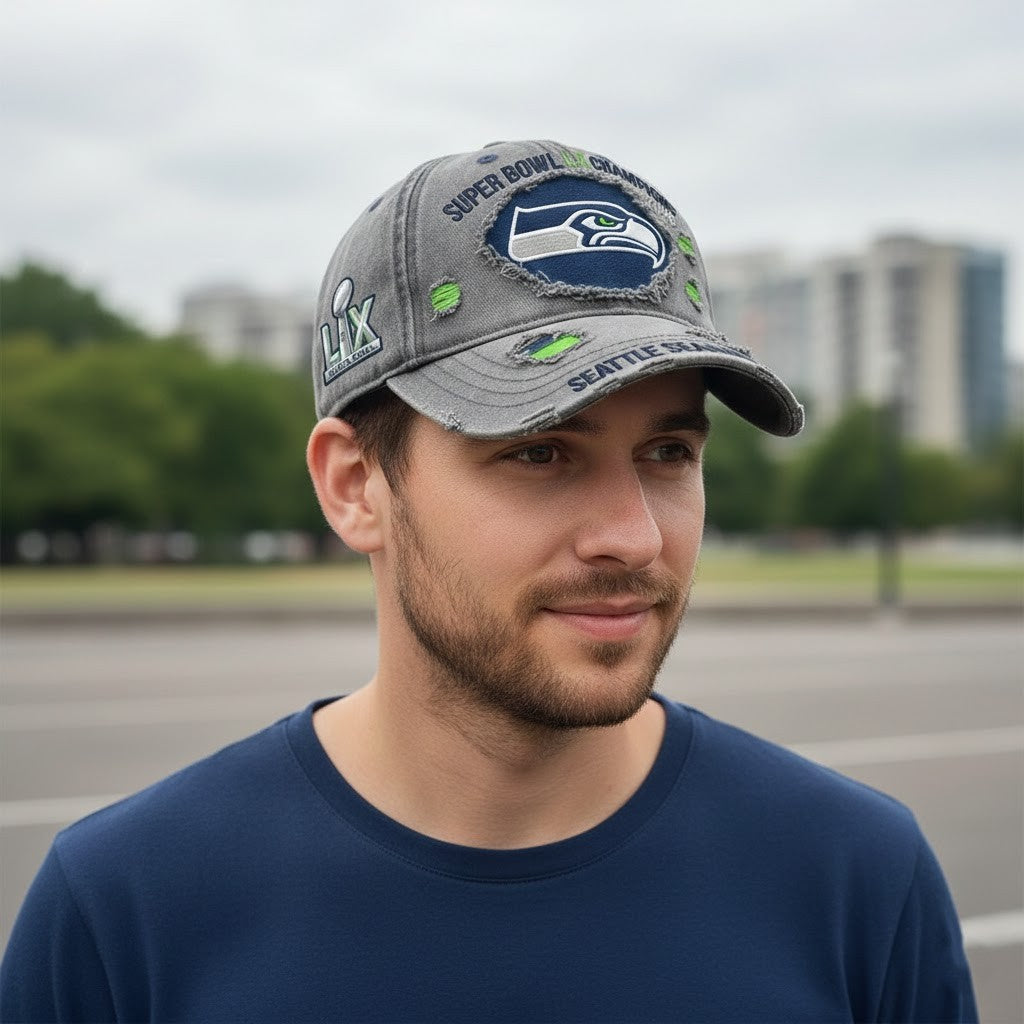 Seattle Seahawks Super Bowl LX Champions 2026 Distressed Cap - LeagueLockerGear
