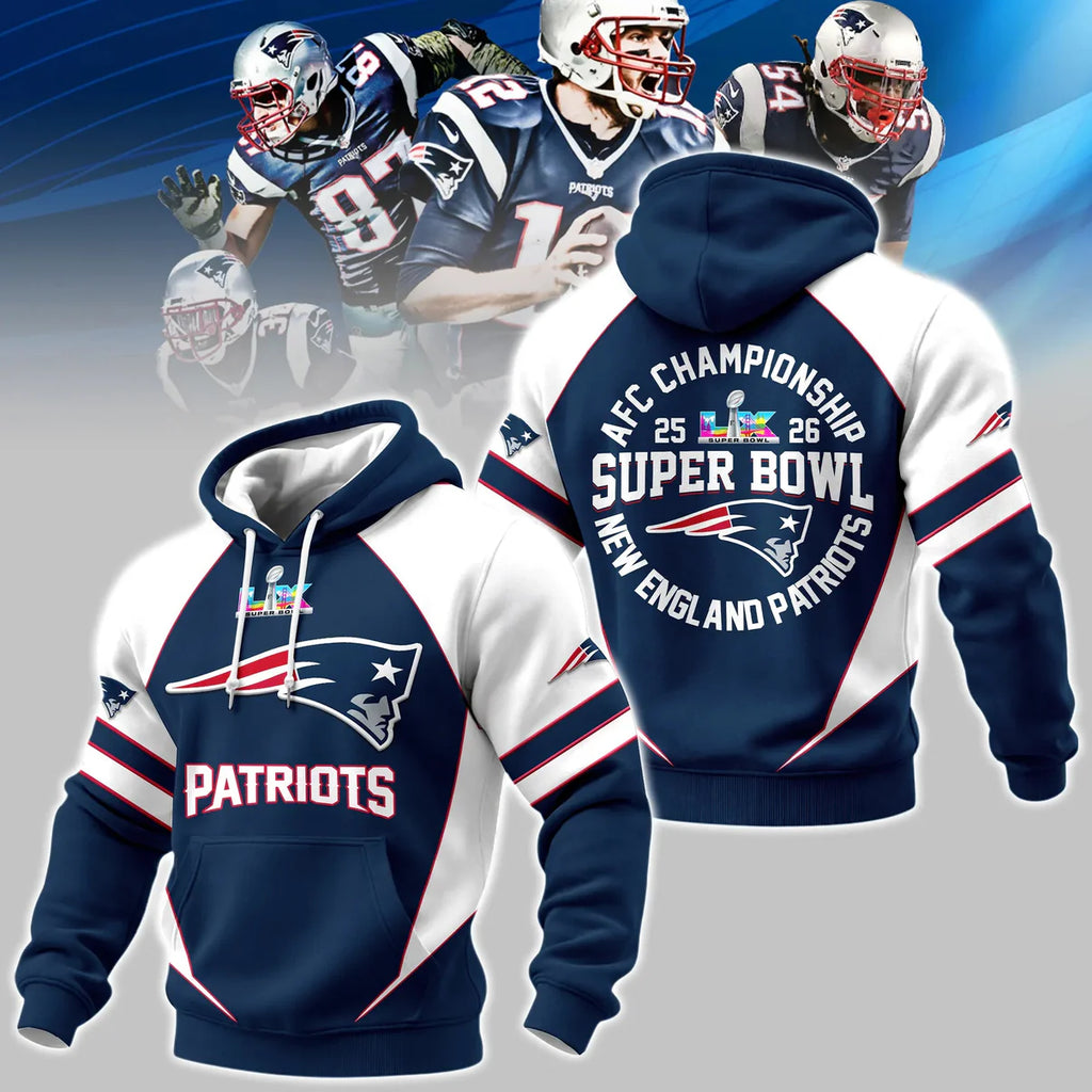 New England Patriots AFC Championship Super Bowl LIX Hoodie - LeagueLockerGear