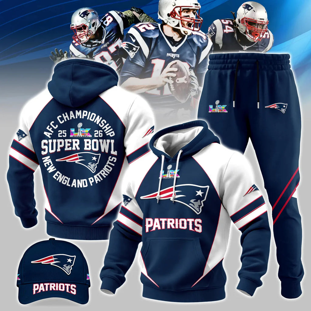 New England Patriots AFC Championship Super Bowl LIX Hoodie - LeagueLockerGear