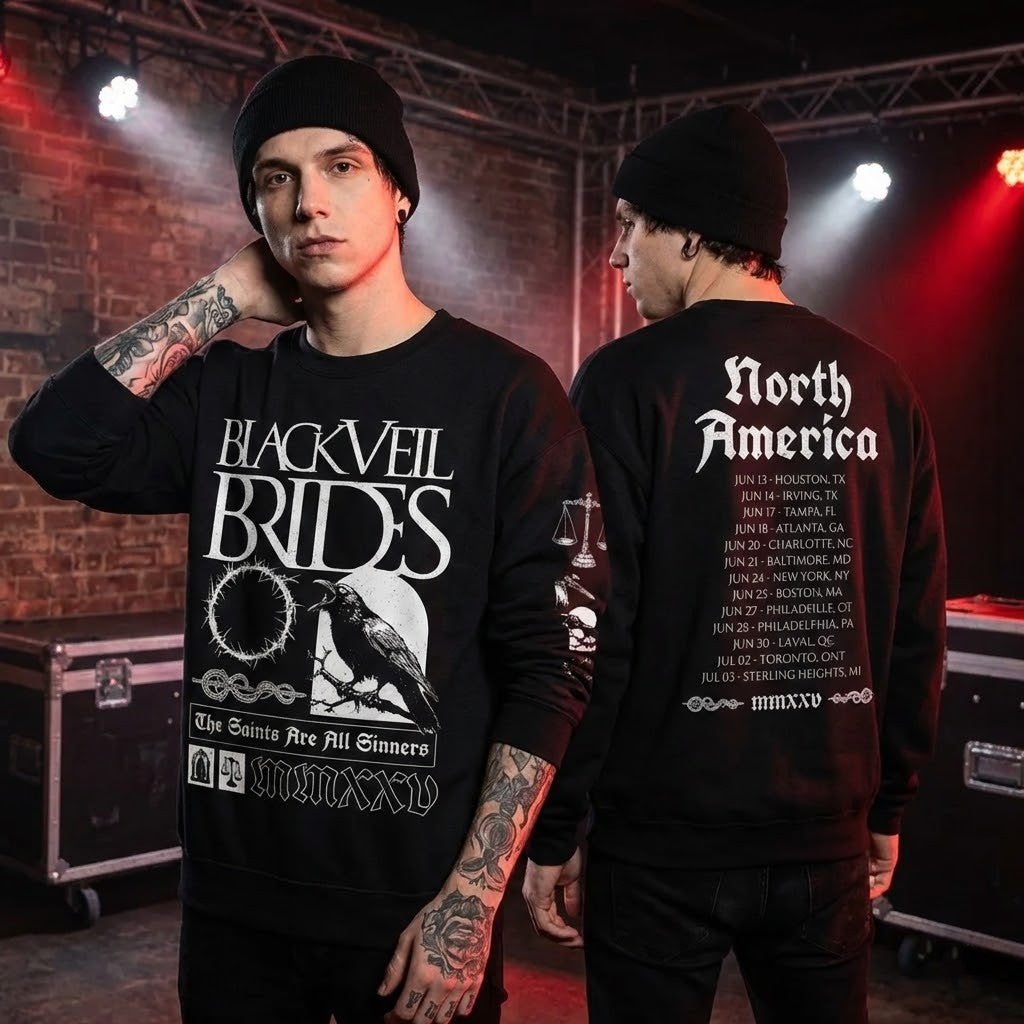 Black Veil Brides North America Tour 2025 The Saints Are All Sinners Sweatshirt - LeagueLockerGear