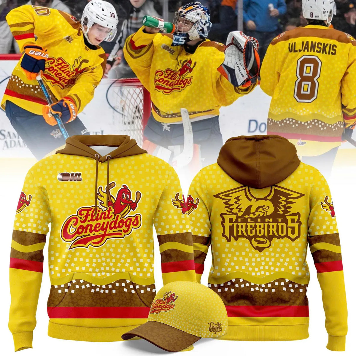 Flint Firebirds Coneydogs 3D Hoodie - LeagueLockerGear
