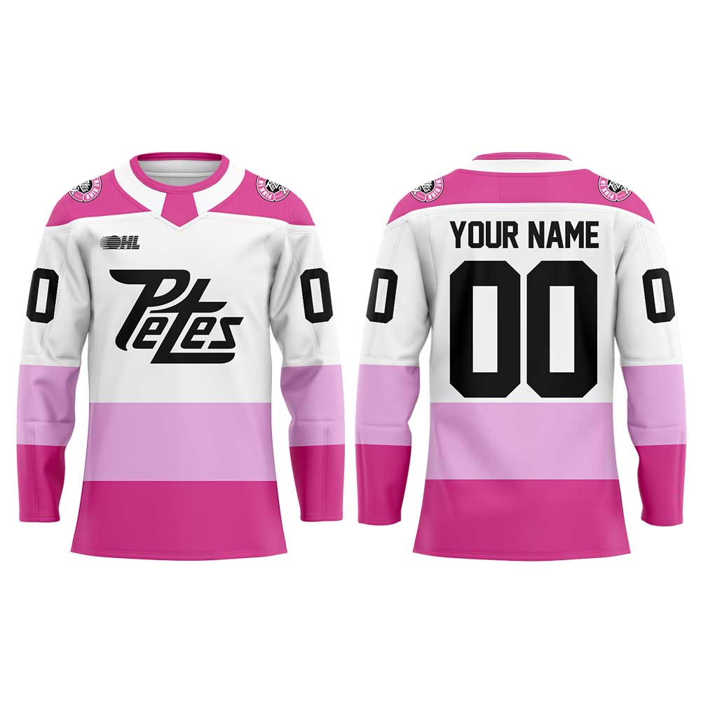 Peterborough Petes PINK IN THE RINK 2026 Custom Hockey Jersey - LeagueLockerGear