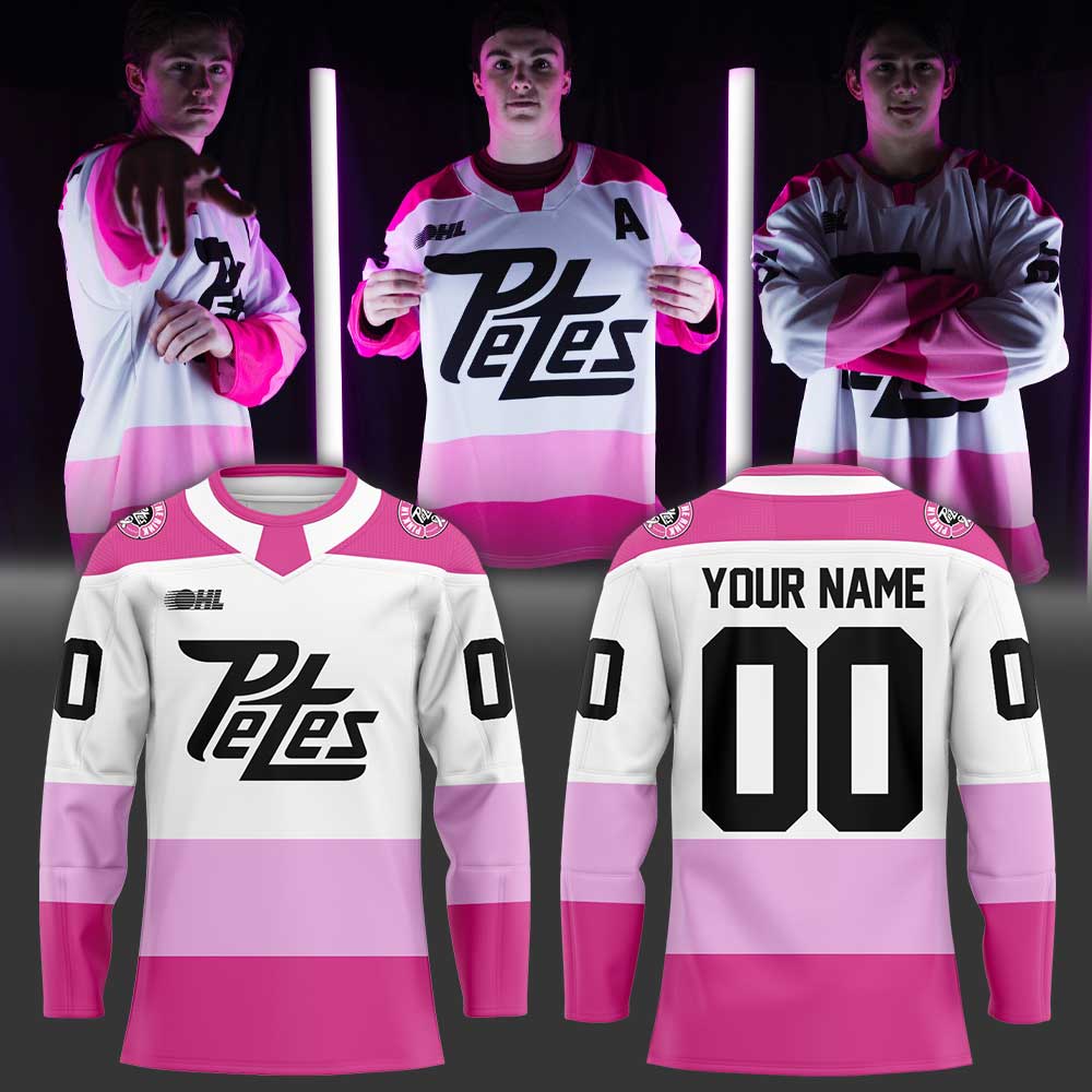 Peterborough Petes PINK IN THE RINK 2026 Custom Hockey Jersey - LeagueLockerGear