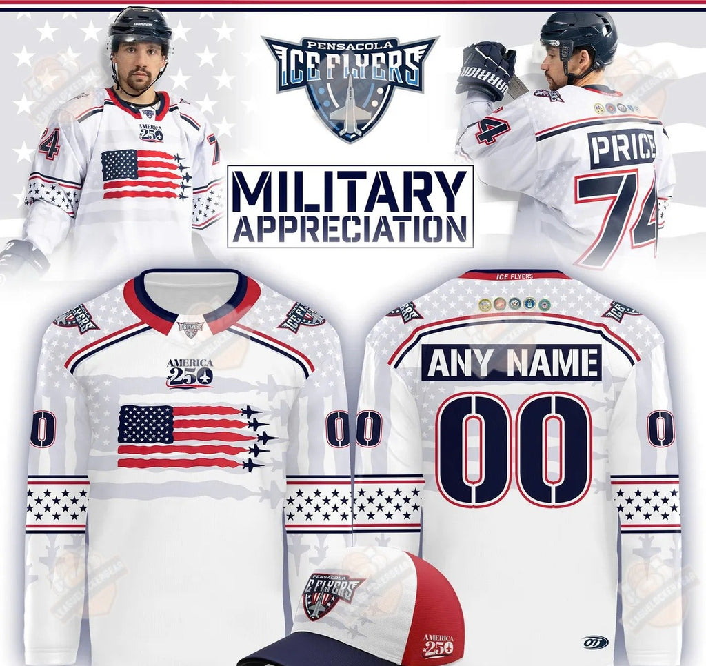 Pensacola Ice Flyers Military Appreciation America 250 Hockey Jersey - LeagueLockerGear