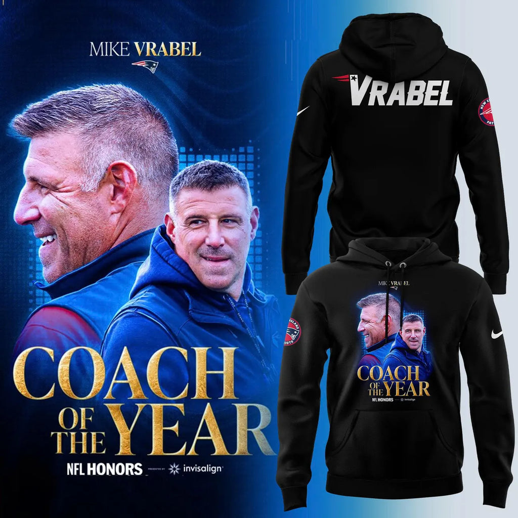 New England Patriots Mike Vrabel Coach of the Year Hoodie - LeagueLockerGear