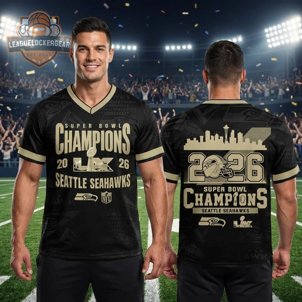 Seattle Seahawks Super Bowl LX 2026 Champions Baseball Jersey - LeagueLockerGear