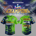 Seattle Seahawks Two-Time Super Bowl XLVIII LX Champions Baseball Jersey - LeagueLockerGear