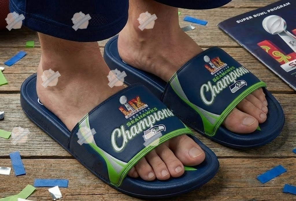 Seattle Seahawks Super Bowl Champions Slide Sandal - LeagueLockerGear