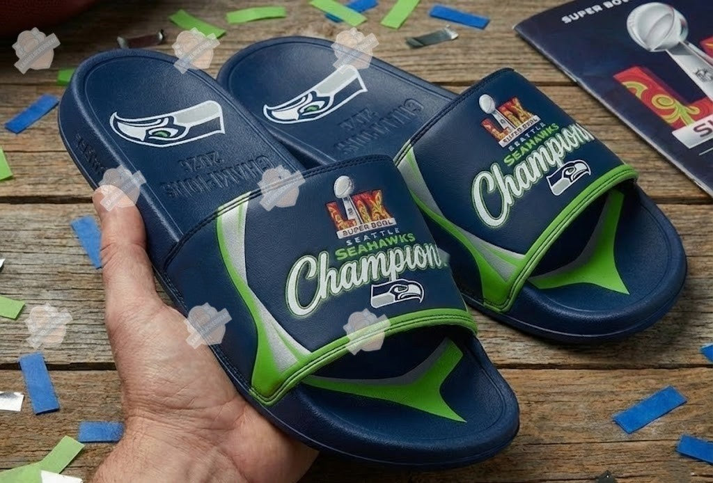 Seattle Seahawks Super Bowl Champions Slide Sandal - LeagueLockerGear