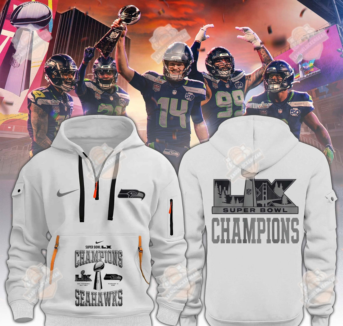 Seattle Seahawks Super Bowl LX Champions Hoodie - LeagueLockerGear