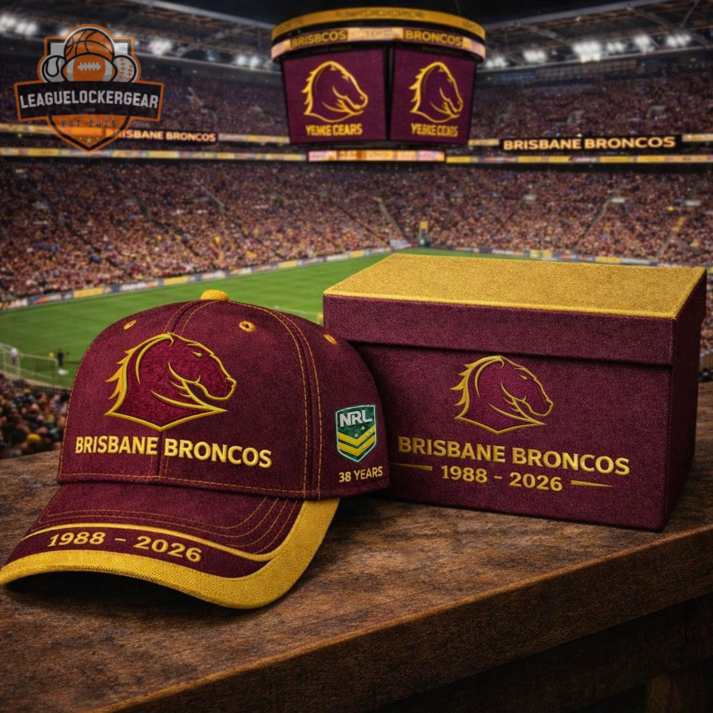 Brisbane Broncos 38 Years Anniversary 1988 - 2026 Cap - LeagueLockerGear