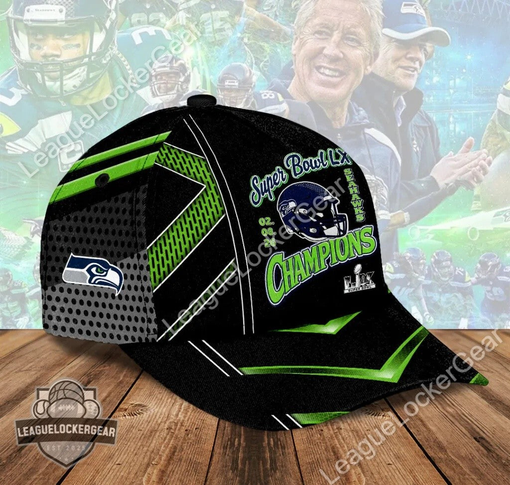 Seahawks Super Bowl LX Champions Cap - LeagueLockerGear