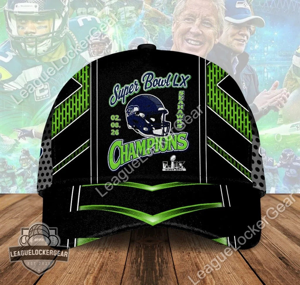 Seahawks Super Bowl LX Champions Cap - LeagueLockerGear