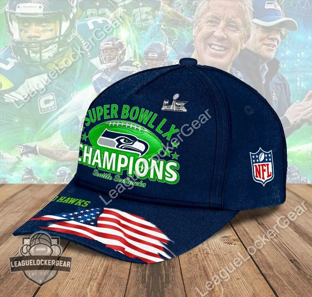 Seattle Seahawks Super Bowl LX Champions Cap - LeagueLockerGear