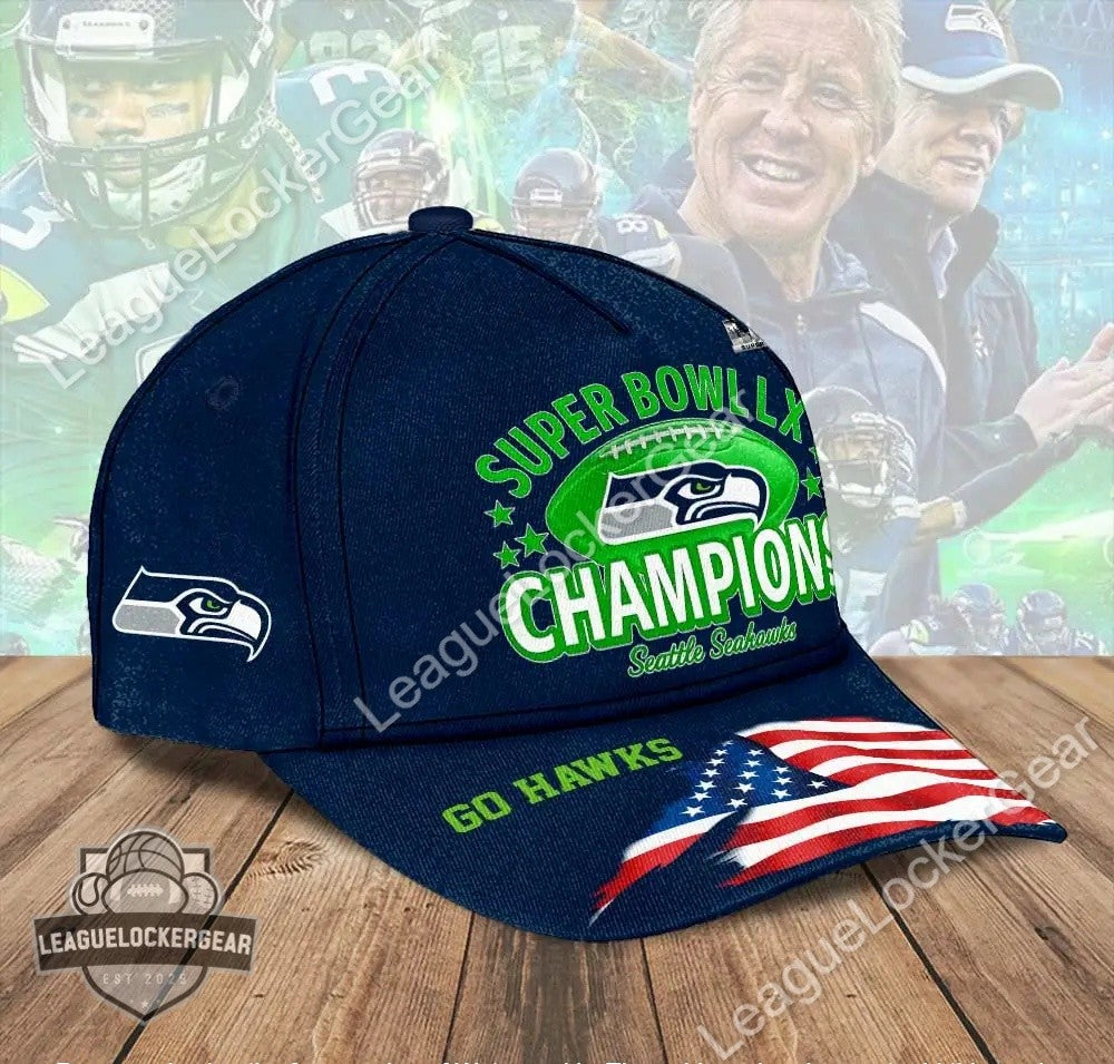 Seattle Seahawks Super Bowl LX Champions Cap - LeagueLockerGear