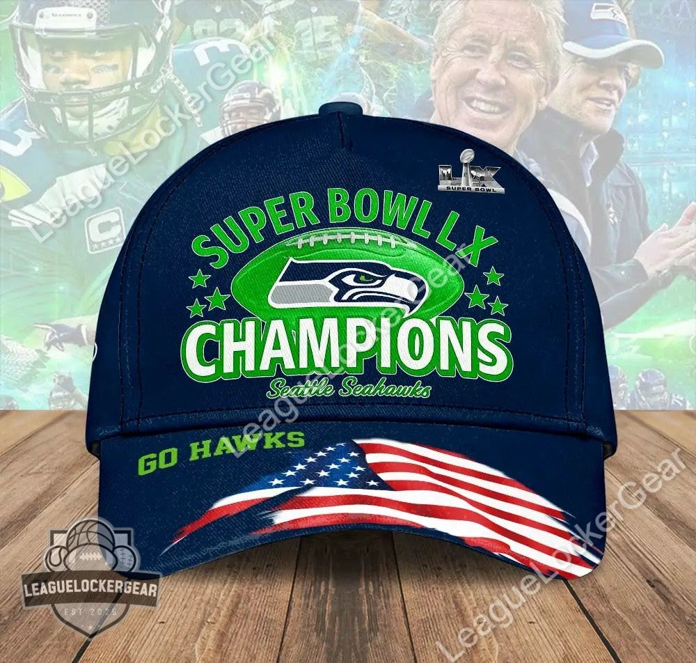 Seattle Seahawks Super Bowl LX Champions Cap - LeagueLockerGear