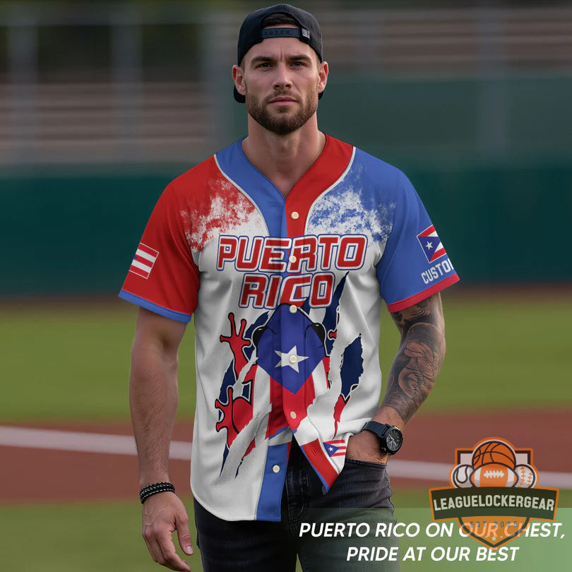 Puerto Rico Coqui Frog Taino Turtle Baseball Jersey - LeagueLockerGear