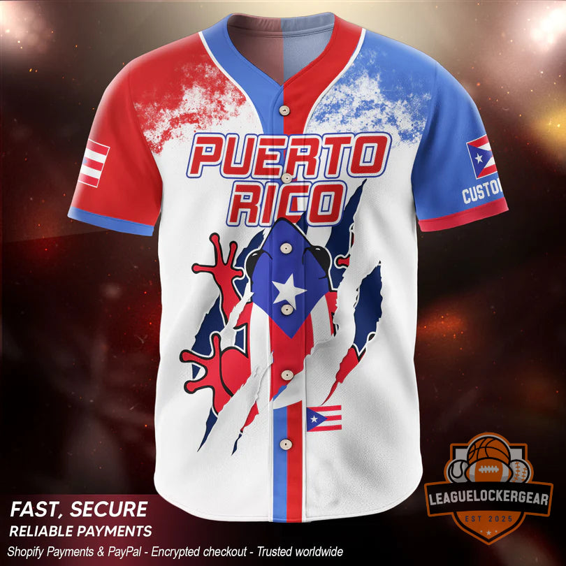 Puerto Rico Coqui Frog Taino Turtle Baseball Jersey - LeagueLockerGear