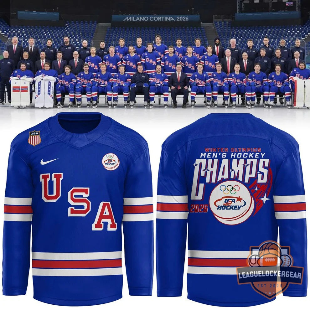 Team USA Hockey 2026 Winter Olympics Men's Champs Hockey Jersey - LeagueLockerGear