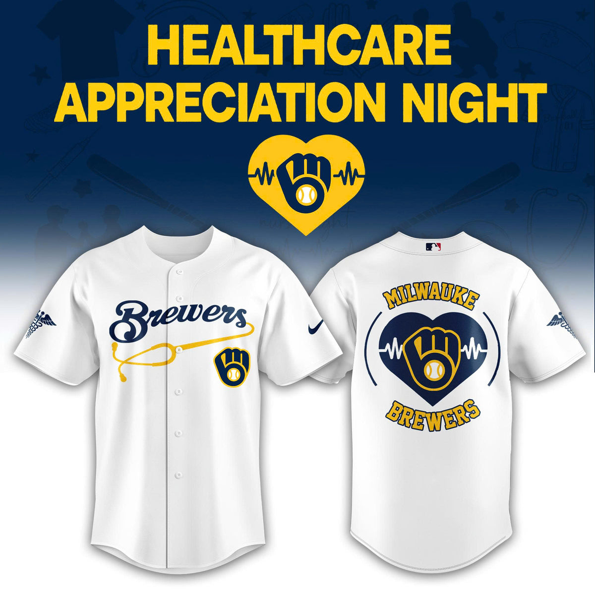 Milwaukee Brewers Healthcare Appreciation Night Baseball Jersey - LeagueLockerGear