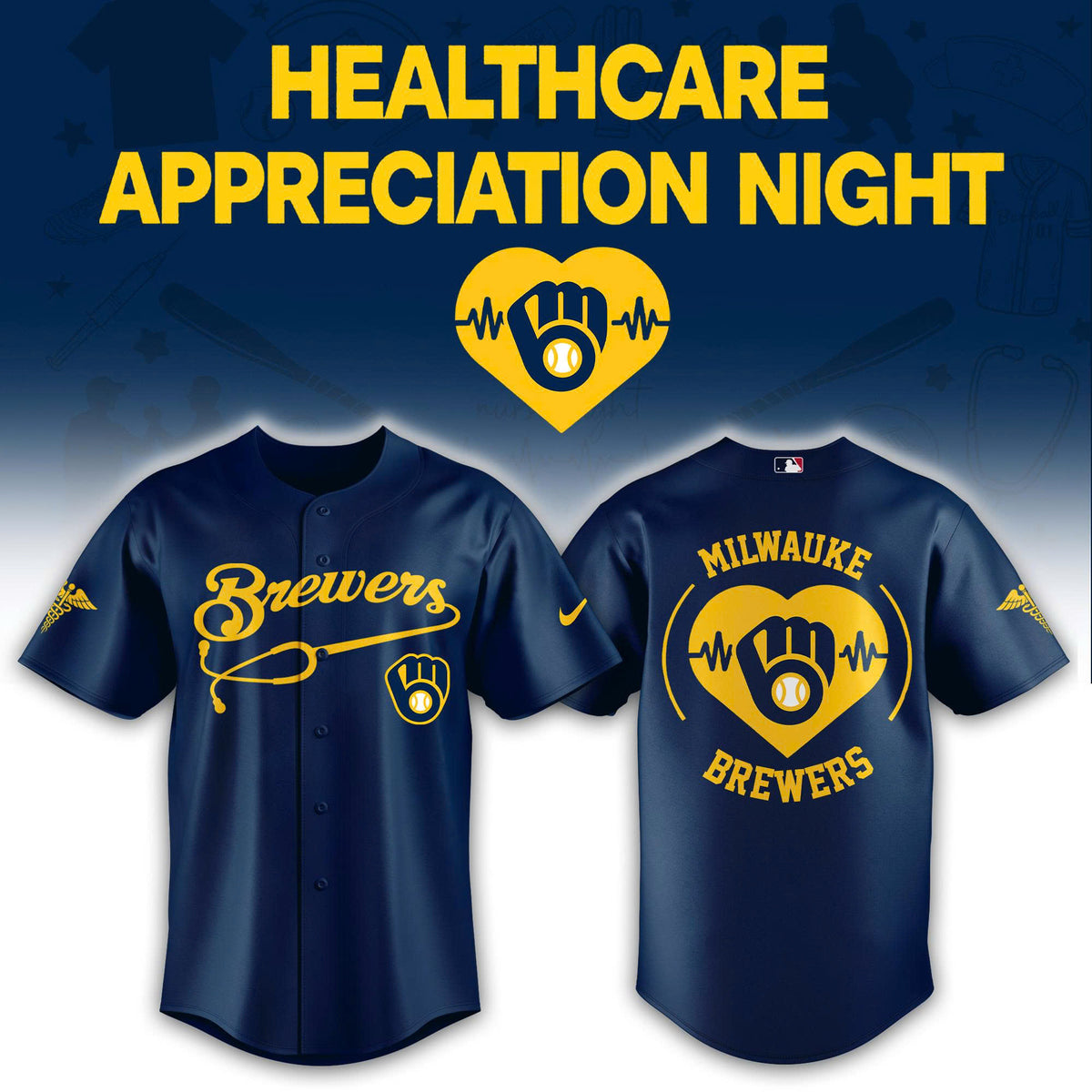 Milwaukee Brewers Healthcare Appreciation Night Baseball Jersey - LeagueLockerGear