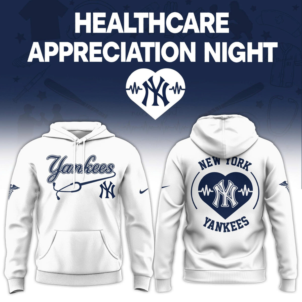 New York Yankees Healthcare Appreciation Night Stethoscope Hoodie - LeagueLockerGear