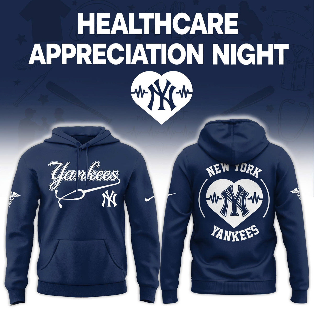 New York Yankees Healthcare Appreciation Night Stethoscope Hoodie - LeagueLockerGear