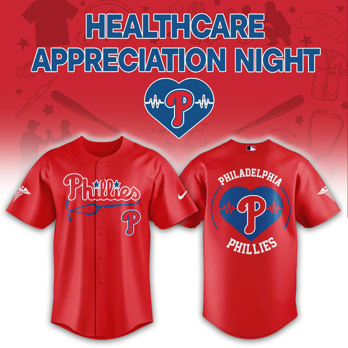 Philadelphia Phillies Healthcare Appreciation Night Baseball Jersey - LeagueLockerGear