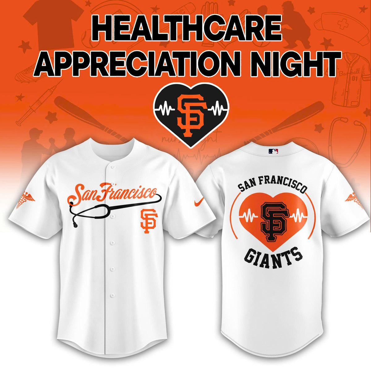 San Francisco Giants Healthcare Appreciation Night Baseball Jersey - LeagueLockerGear
