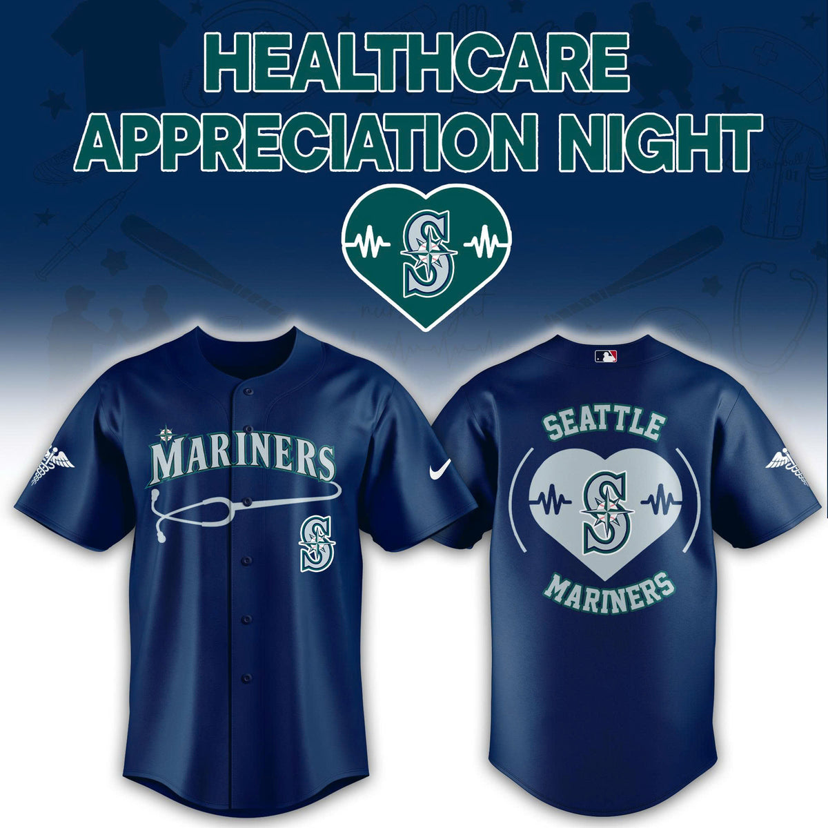 Seattle Mariners Healthcare Appreciation Night Baseball Jersey - LeagueLockerGear