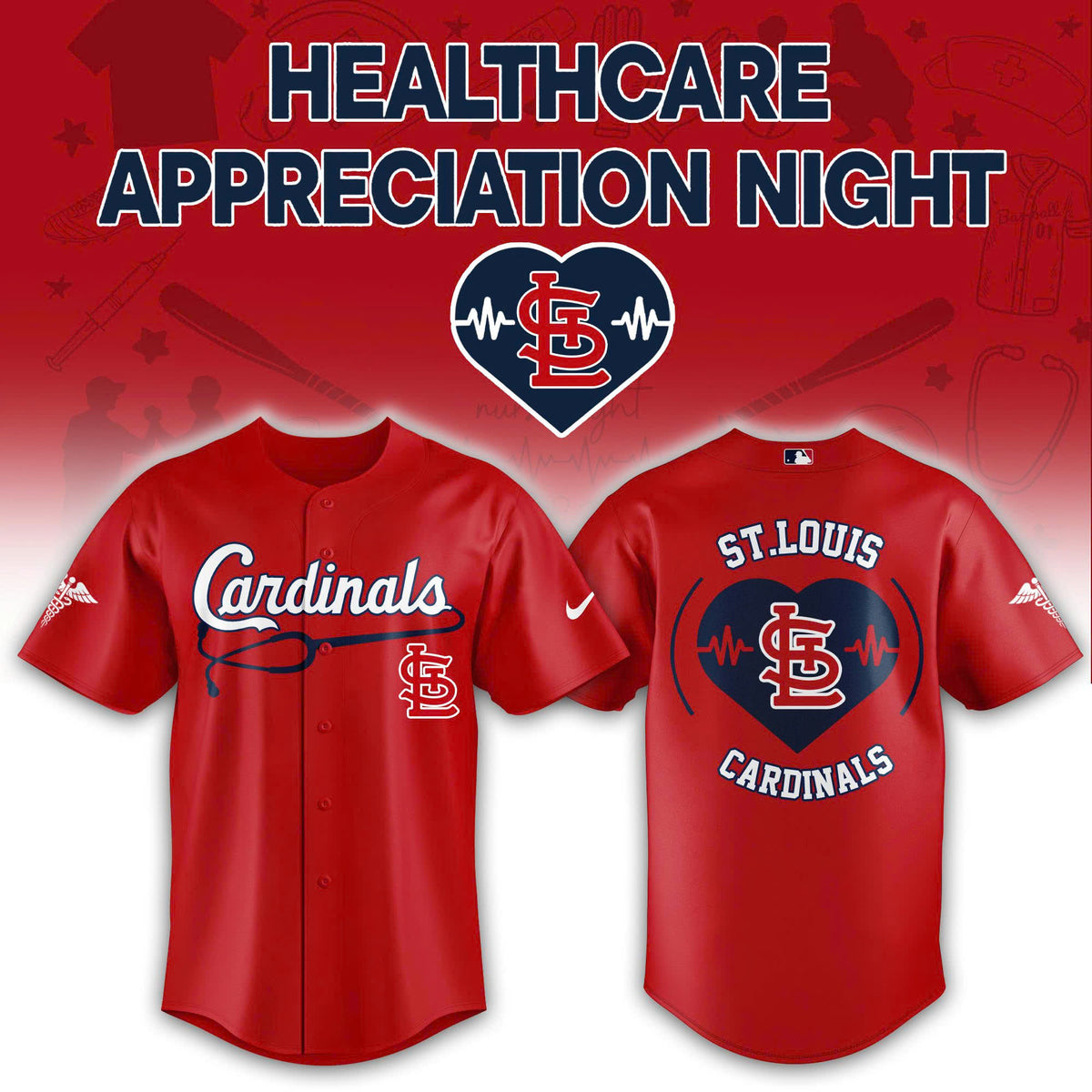 St. Louis Cardinals Healthcare Appreciation Night Baseball Jersey - LeagueLockerGear