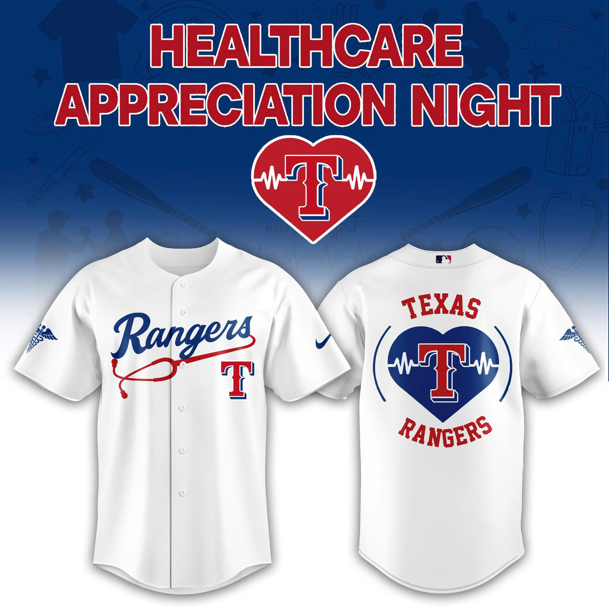 Texas Rangers Healthcare Appreciation Night Baseball Jersey - LeagueLockerGear