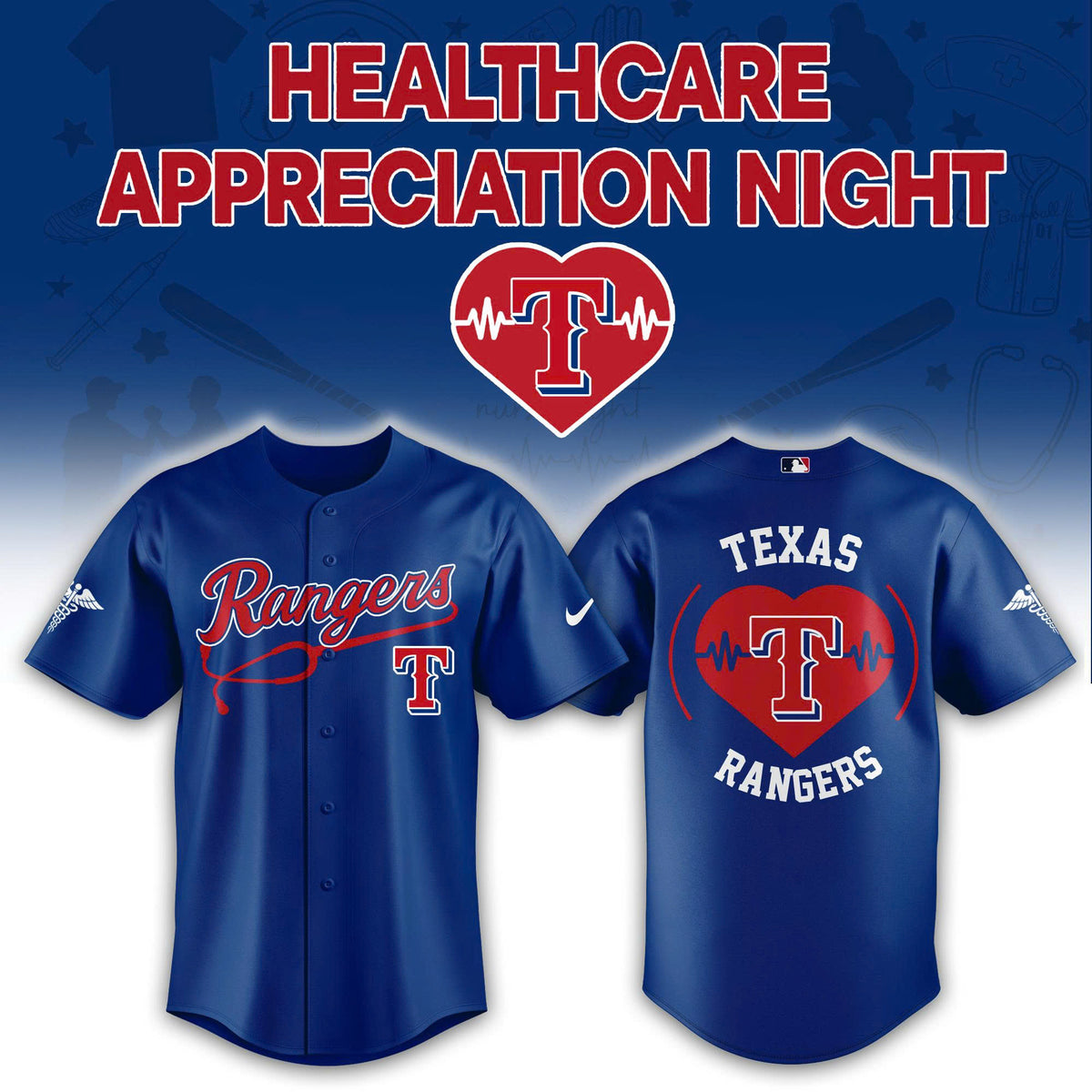 Texas Rangers Healthcare Appreciation Night Baseball Jersey - LeagueLockerGear