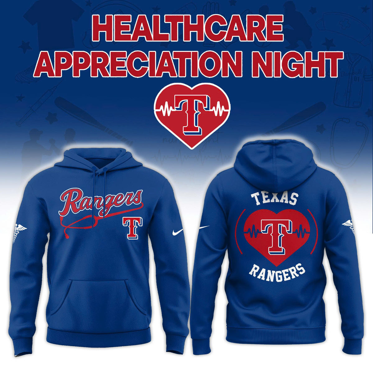 Texas Rangers Healthcare Appreciation Night Hoodie - LeagueLockerGear