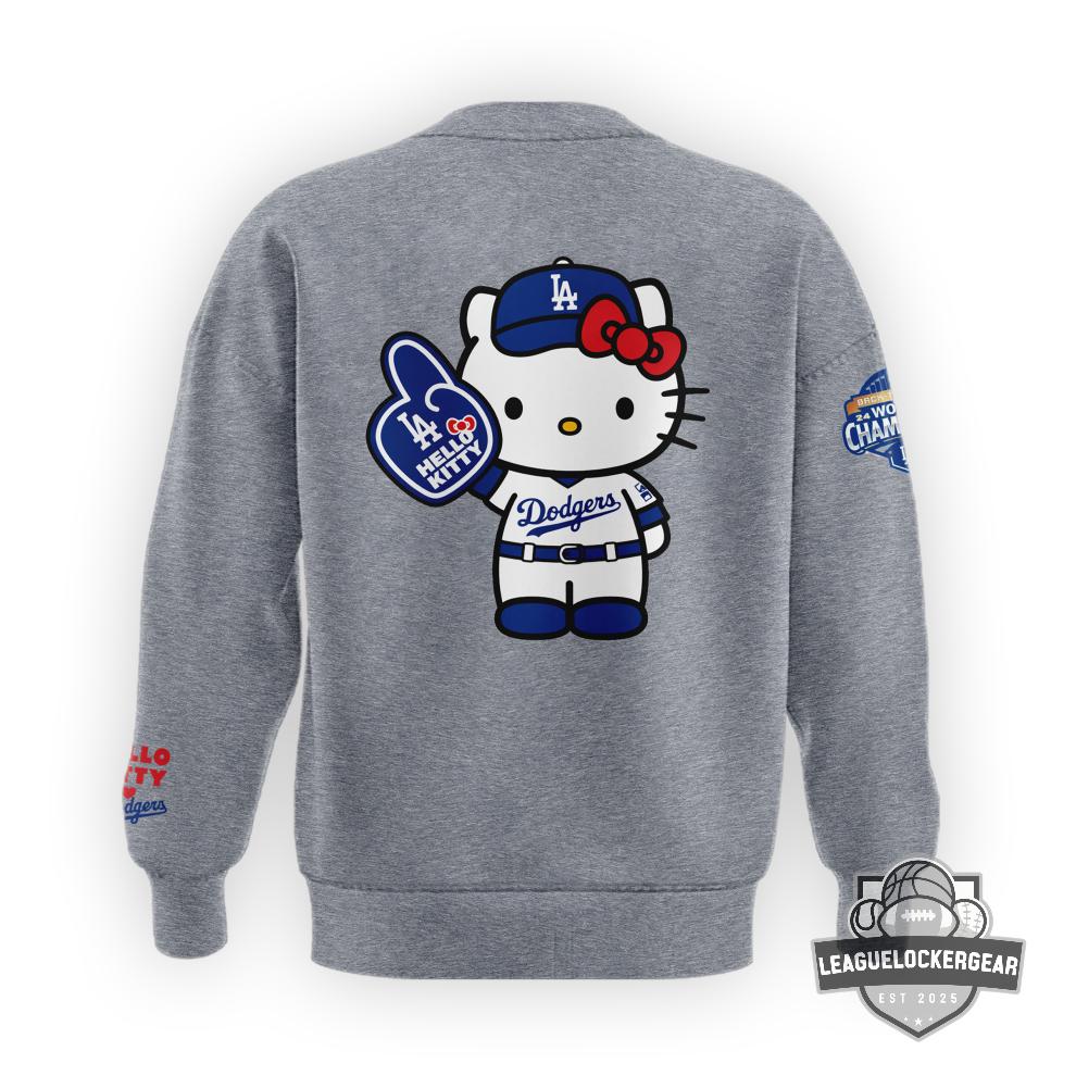 Dodgers Hello Kitty Back To Back World Series Champions Sweatshirt - LeagueLockerGear