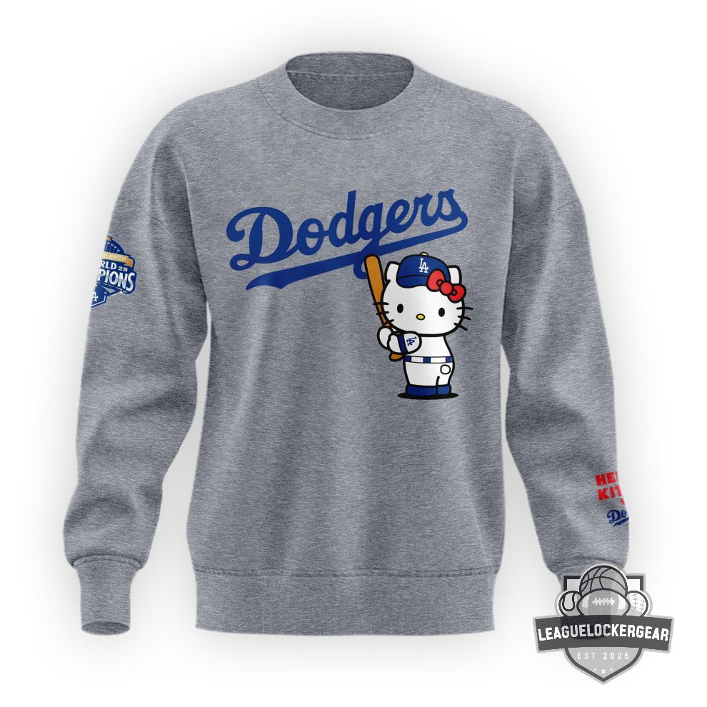Dodgers Hello Kitty Back To Back World Series Champions Sweatshirt - LeagueLockerGear