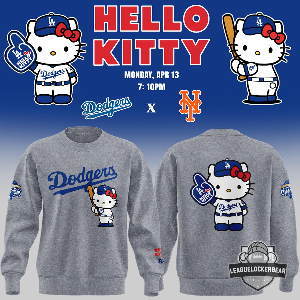 Dodgers Hello Kitty Back To Back World Series Champions Sweatshirt - LeagueLockerGear