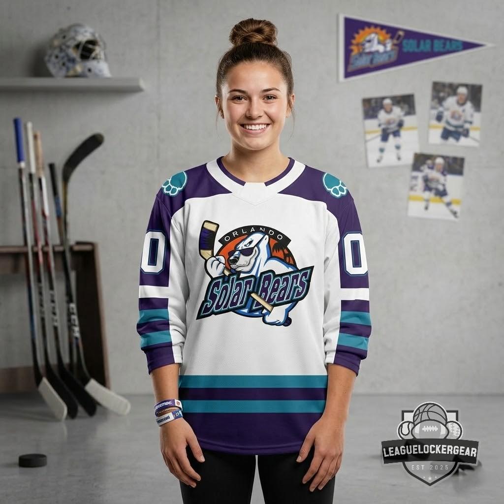Orlando Solar Bears Personalized 2026 Throwback V-shaped Hockey Jersey - LeagueLockerGear