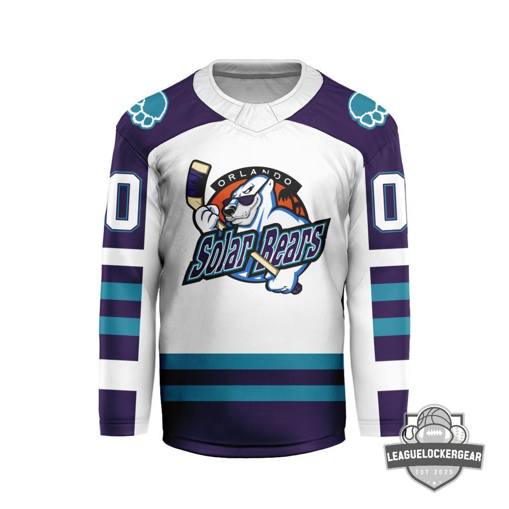 Orlando Solar Bears Personalized 2026 Throwback V-shaped Hockey Jersey - LeagueLockerGear