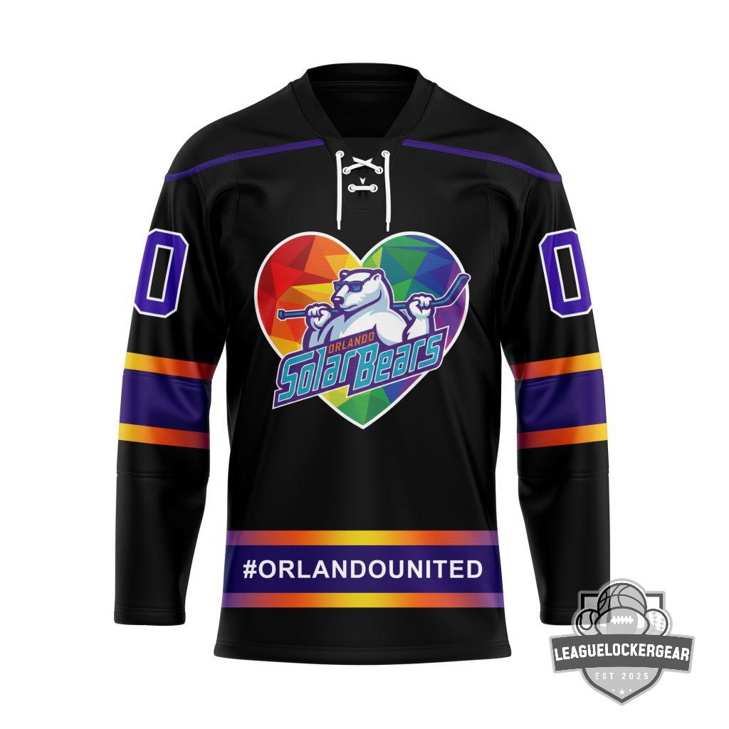 Orlando Solar Bears Pride Night Orlando United Rainbow Hockey Jersey - LeagueLockerGear