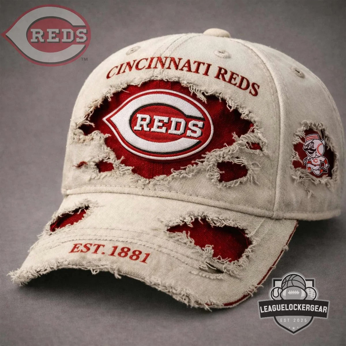 Cincinnati Reds EST 1881 Distressed Baseball Cap - LeagueLockerGear