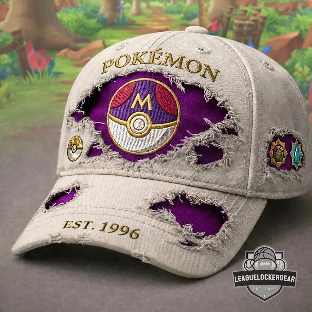Pokemon Master Ball EST 1996 Distressed Baseball Cap - LeagueLockerGear