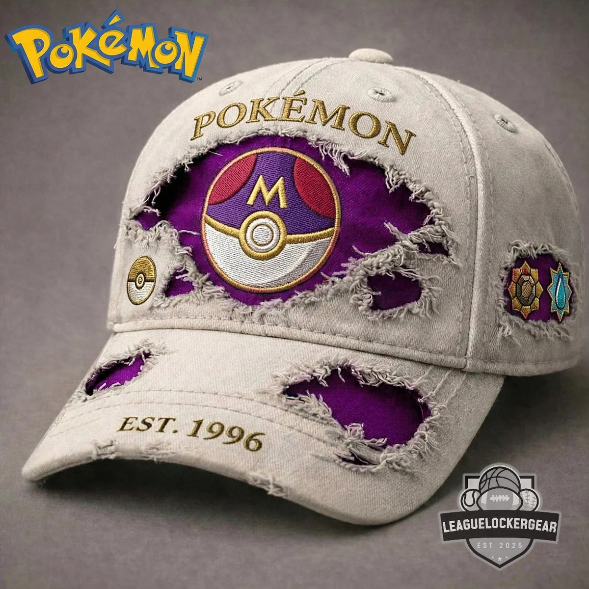 Pokemon Master Ball EST 1996 Distressed Baseball Cap - LeagueLockerGear