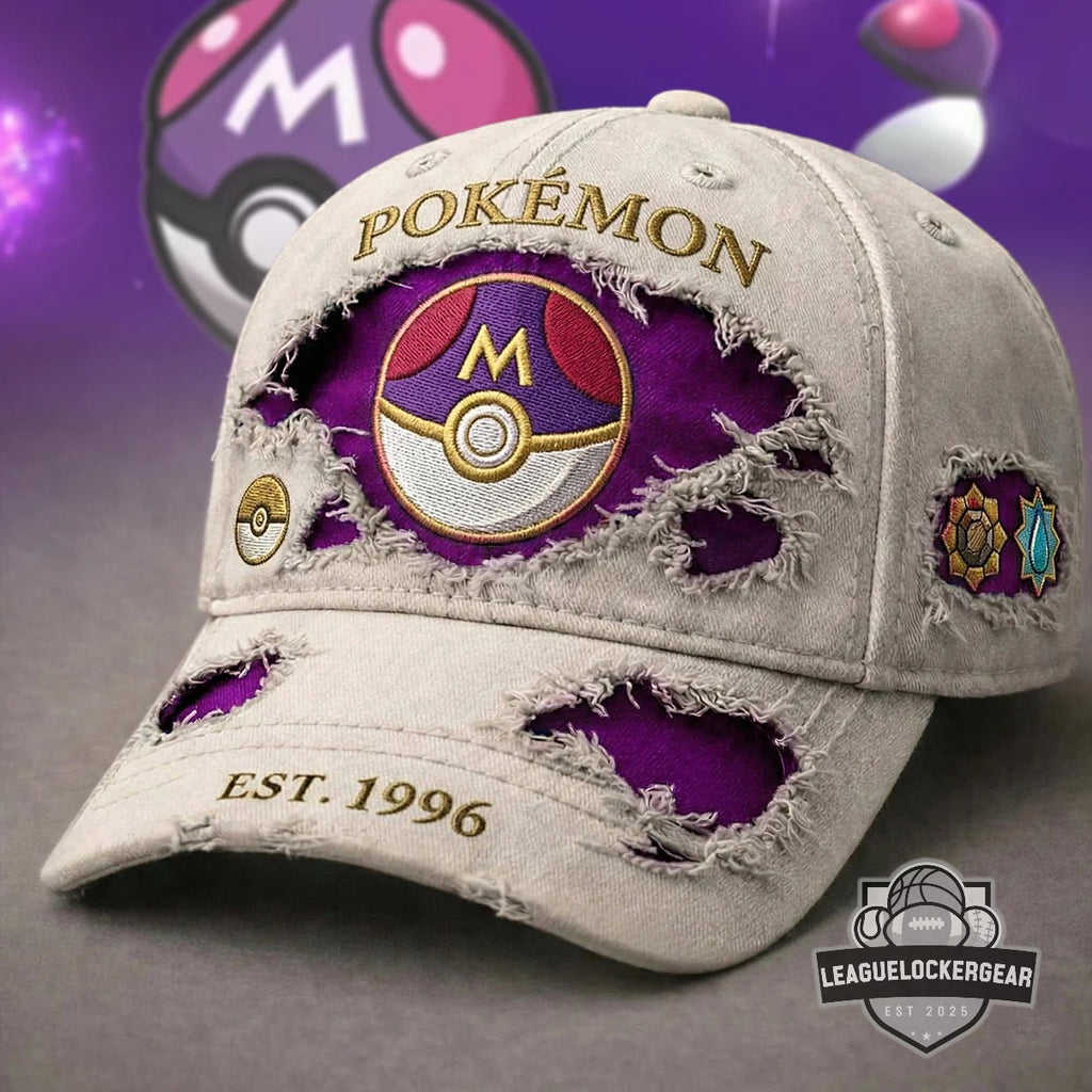 Pokemon Master Ball EST 1996 Distressed Baseball Cap - LeagueLockerGear