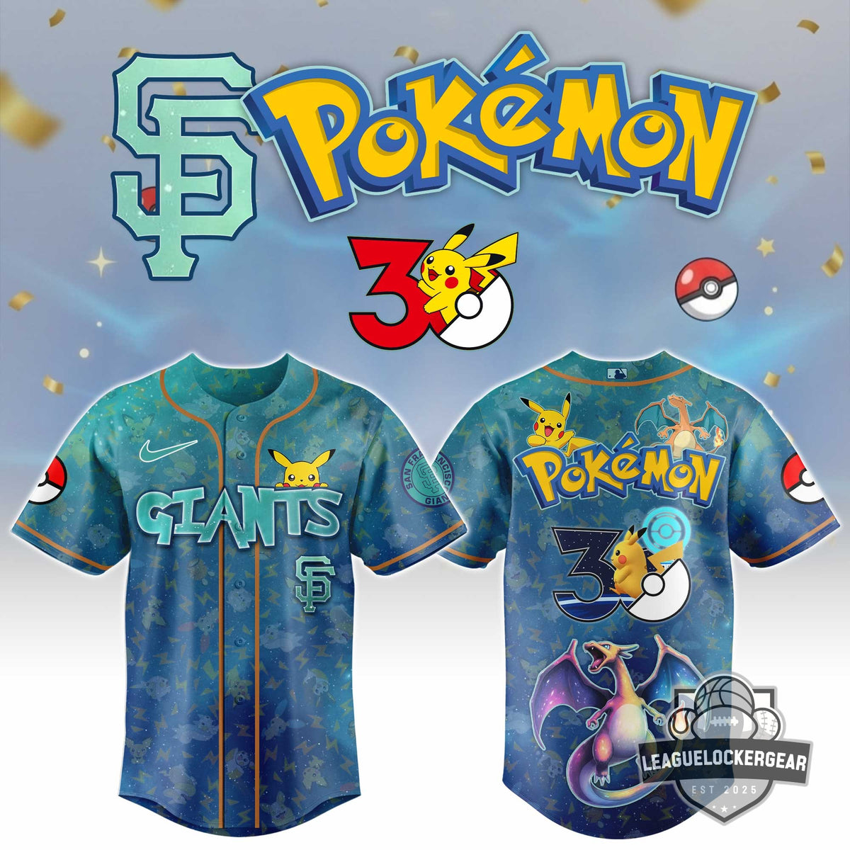 San Francisco Giants Pokémon 30th Anniversary Baseball Jersey - LeagueLockerGear
