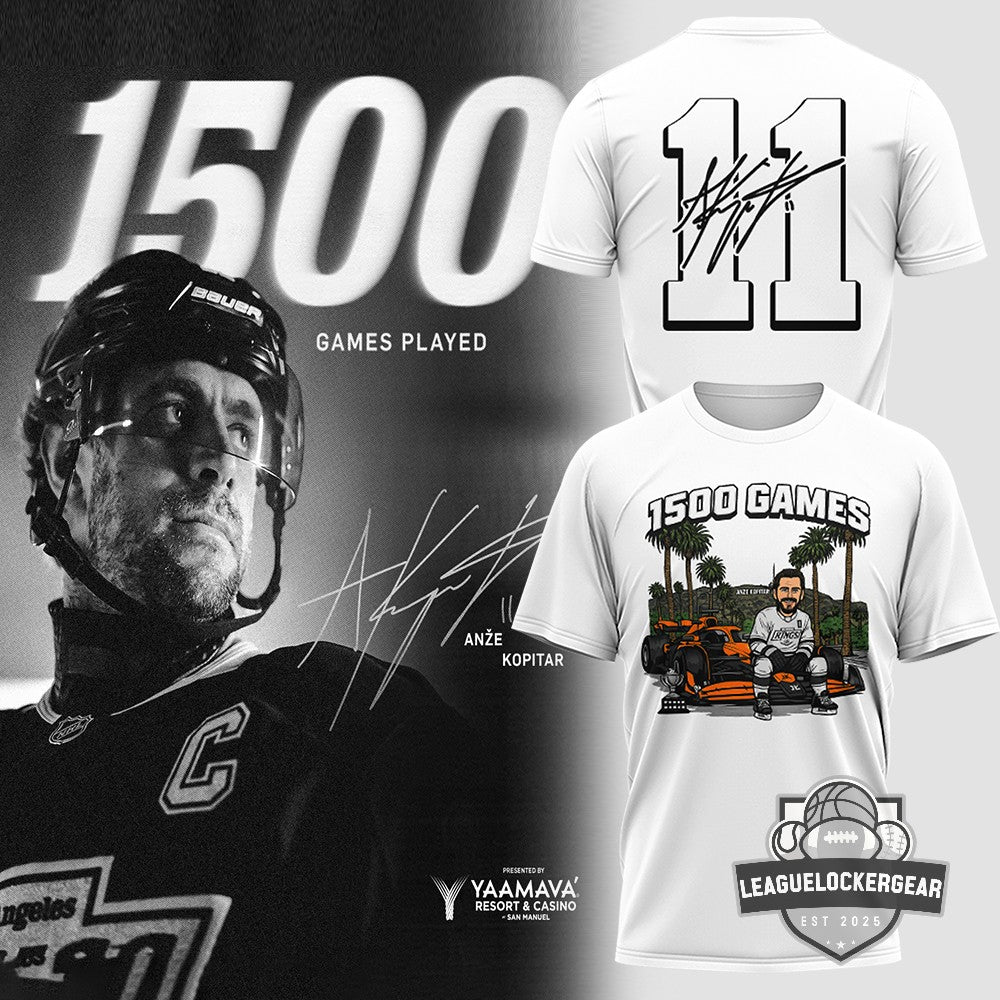 Anže Kopitar Los Angeles Kings 1500 Games T-Shirt - LeagueLockerGear