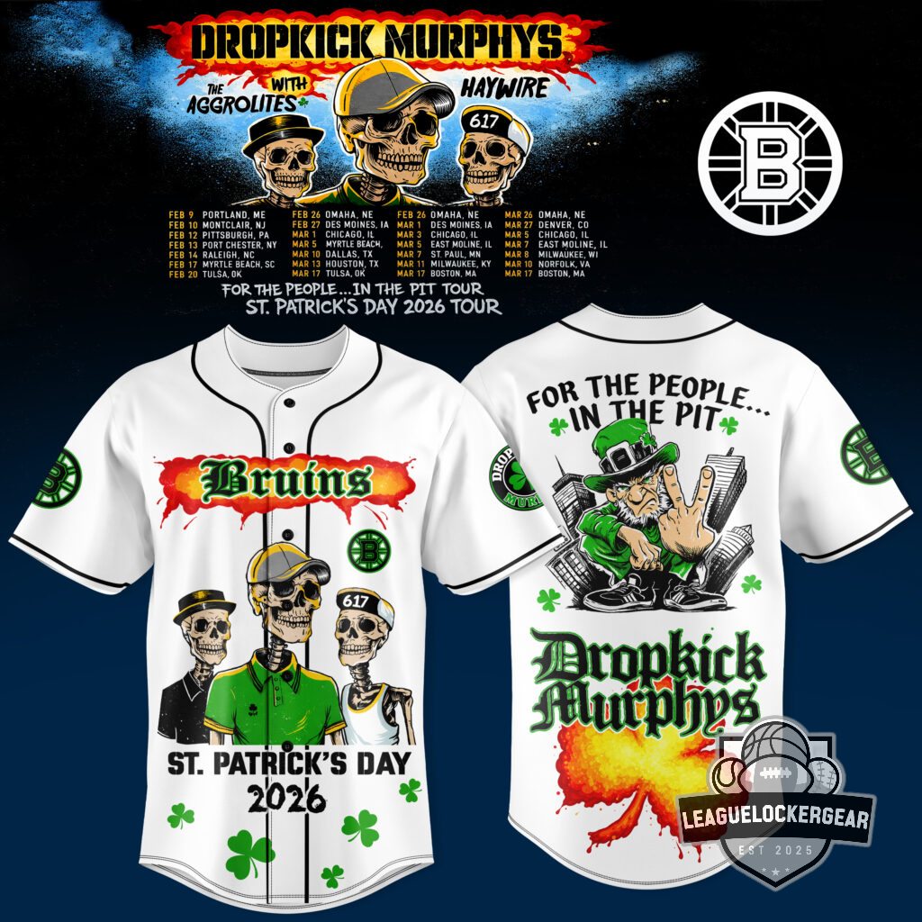 Dropkick Murphys Boston Bruins St. Patrick's Day 2026 Tour Baseball Jersey - LeagueLockerGear