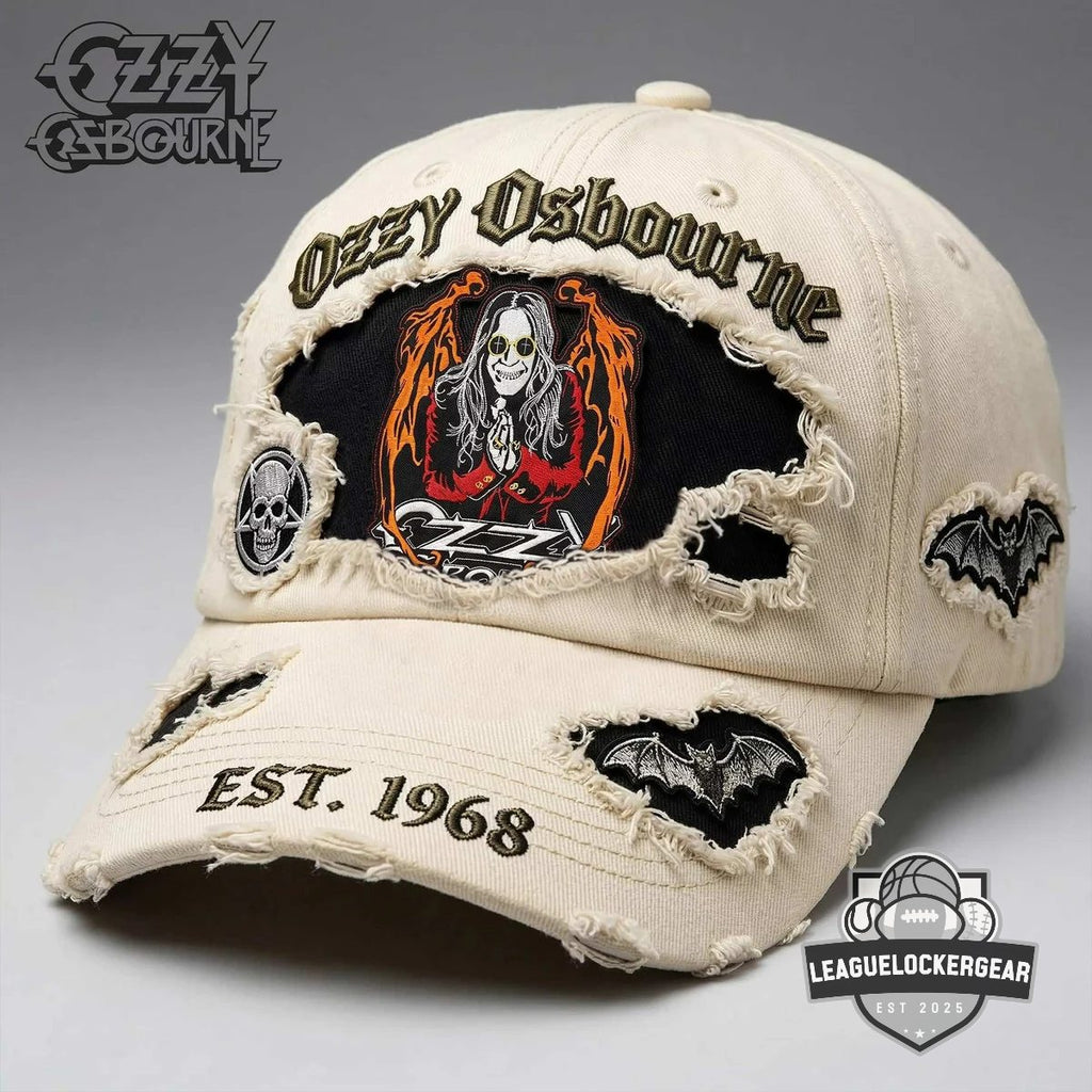 Ozzy Osbourne Est 1968 Distressed Patches Baseball Cap - LeagueLockerGear